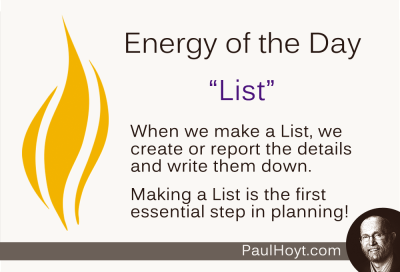 Paul Hoyt Energy of the Day - List 2015-01-03